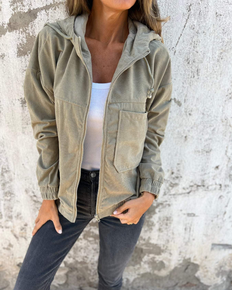 Ella™ | Cord Jacket with Zip and Hood